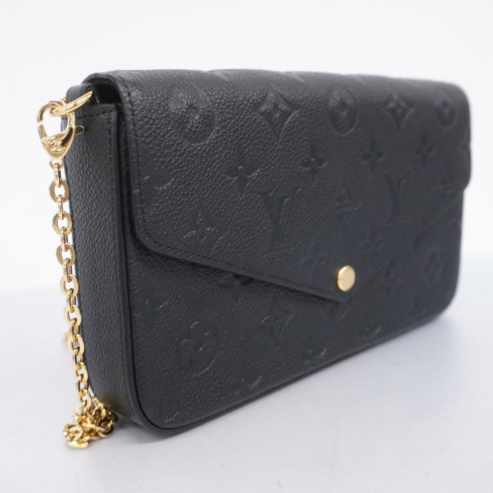 Louis Vuitton Shoulder Wallet Monogram Empreinte Pochette Felicie M64064 Noir Ladies