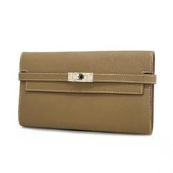 Hermes Kelly Wallet C Stamped Epsom Leather Etoupe Women's