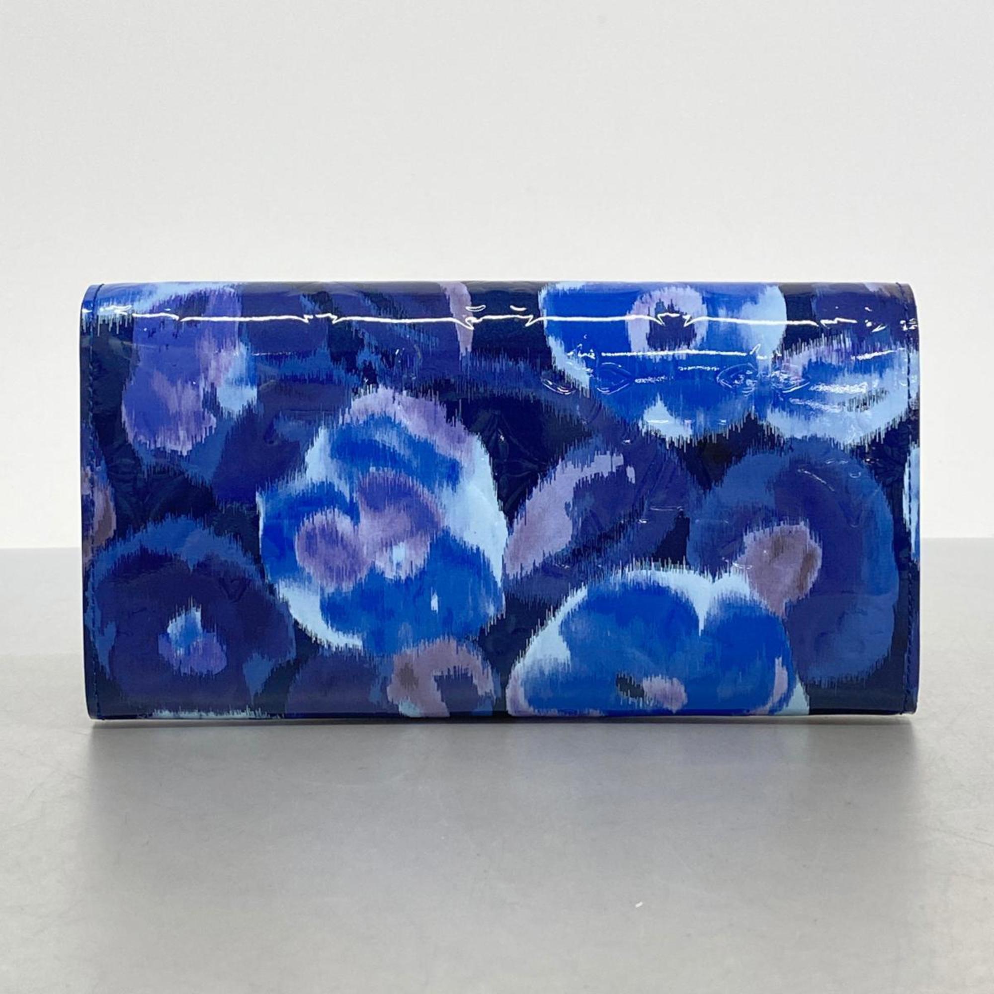 Louis Vuitton Long Wallet Vernis Ikat Flower Portefeuille Sarah M90021 Blue Ladies