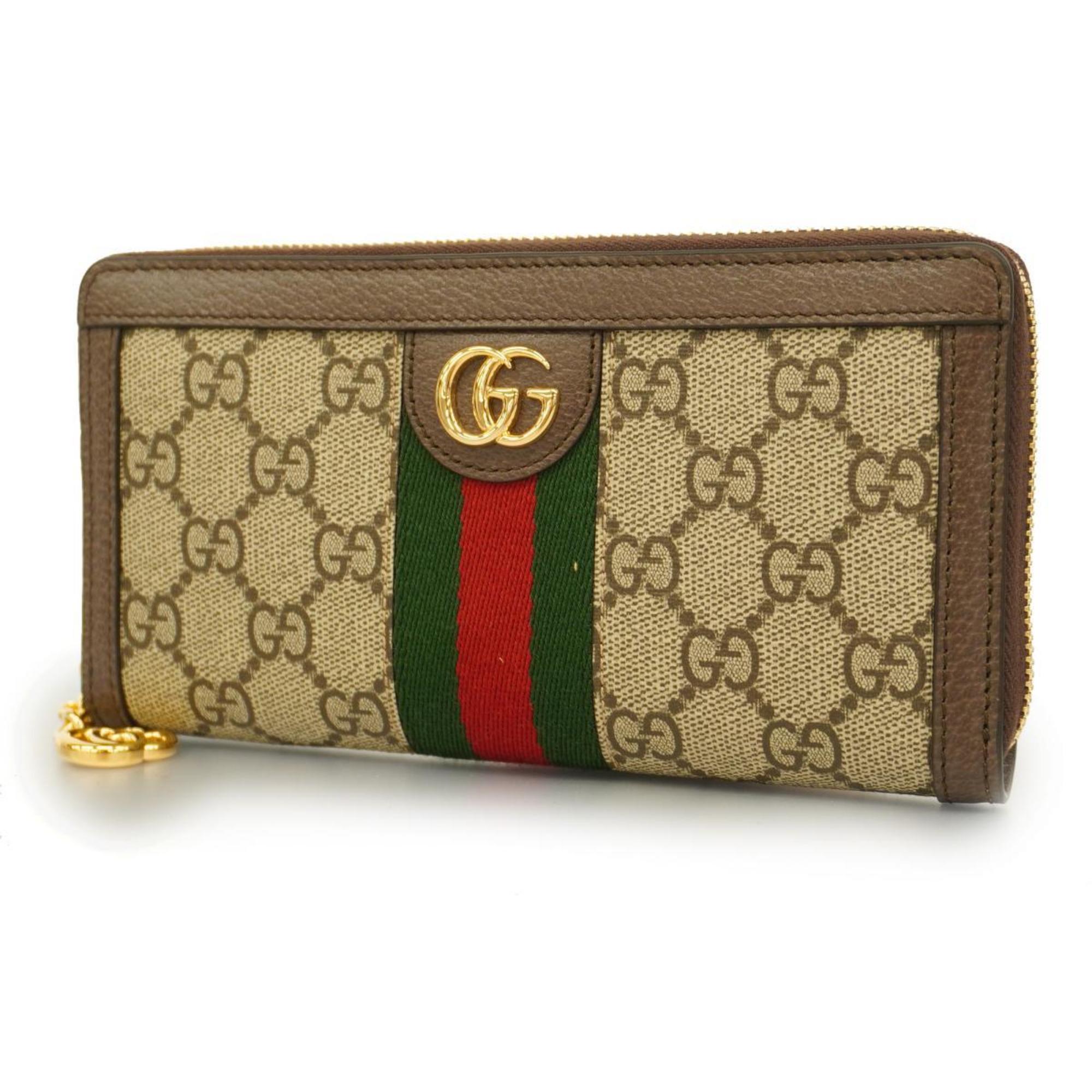 Gucci Long Wallet Ophidia 523154 Brown Beige Men's Women's