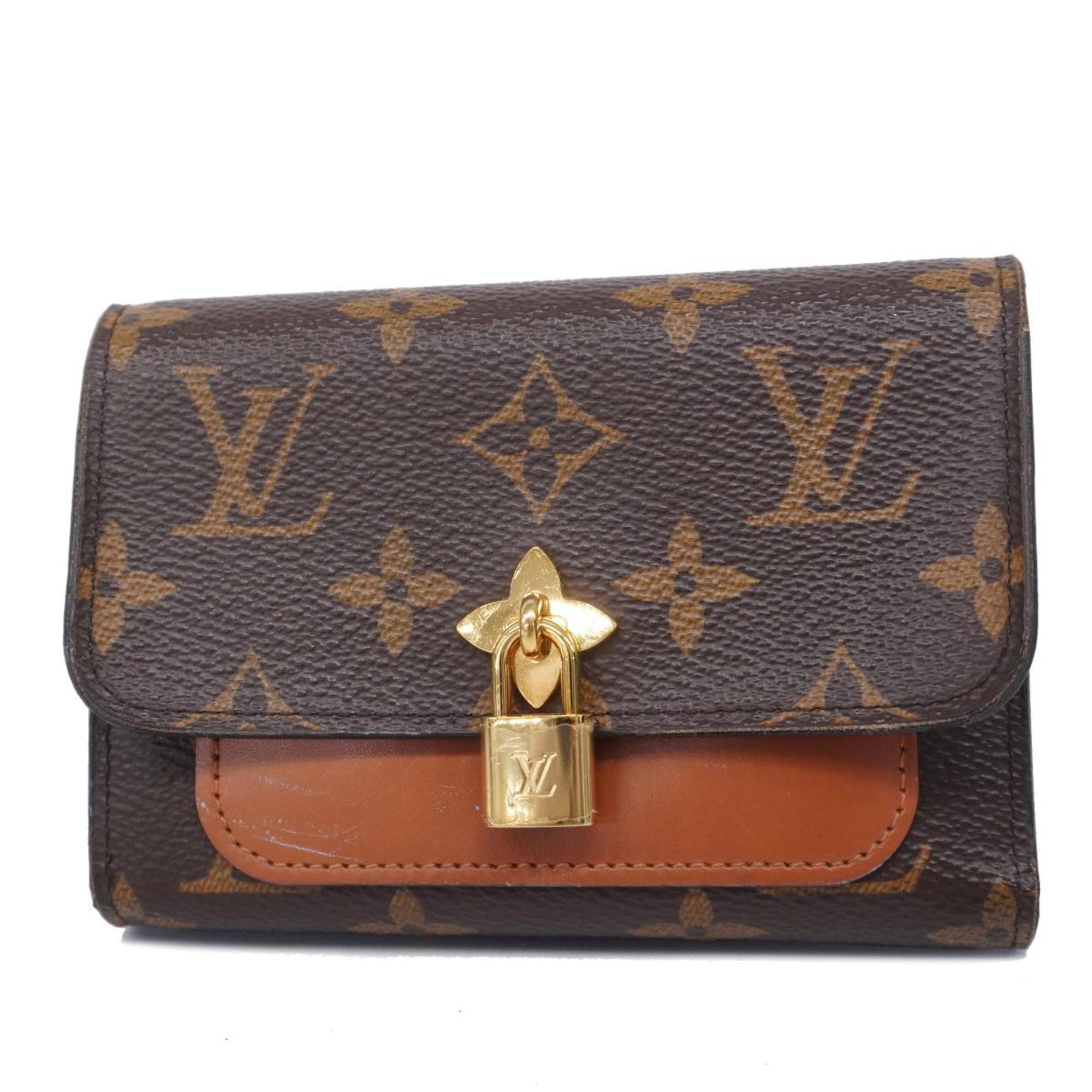 Louis Vuitton Tri-fold Wallet Monogram Portefeuille Flower Compact M67504 Brown Women's