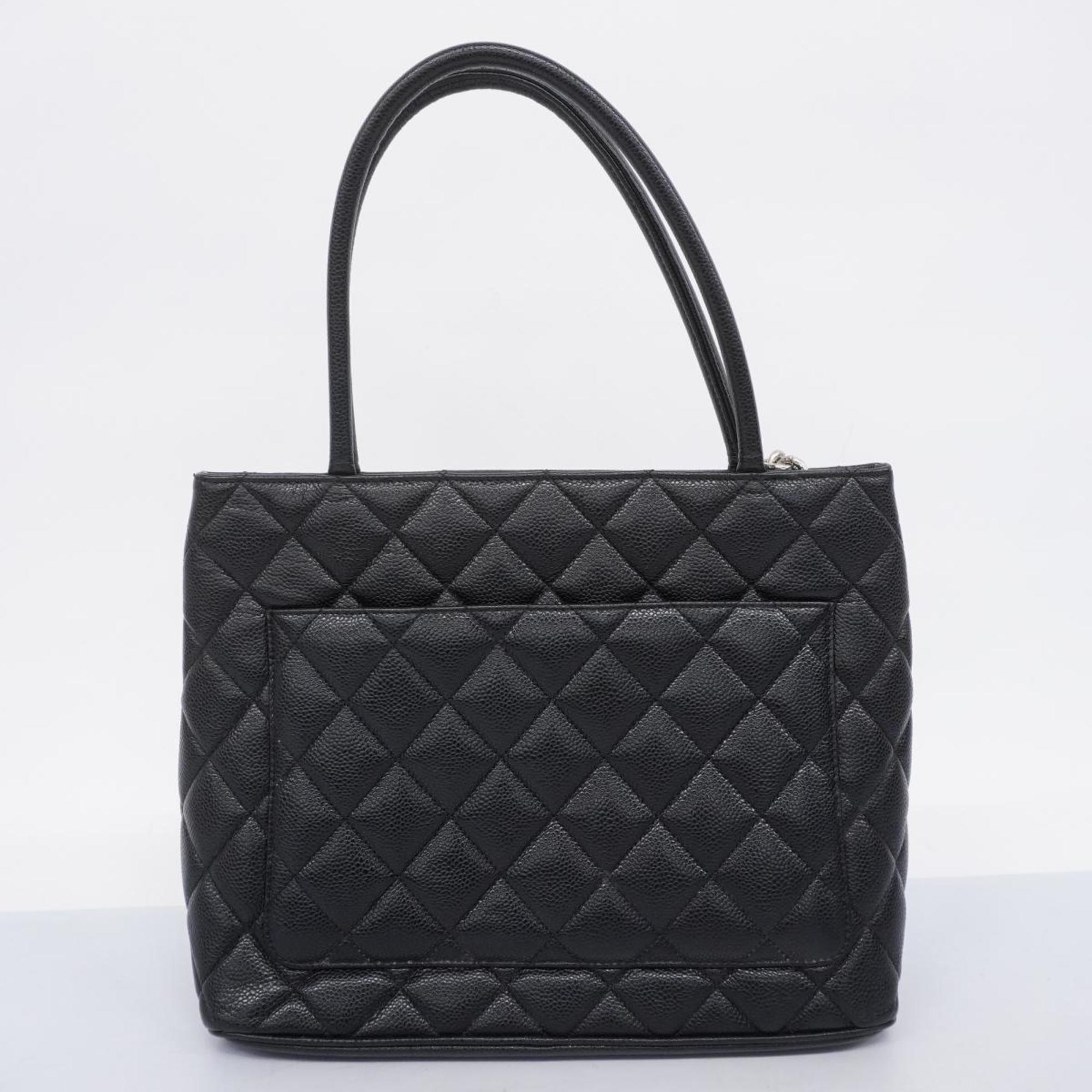 Chanel Tote Bag Reproduction Caviar Skin Black Women's