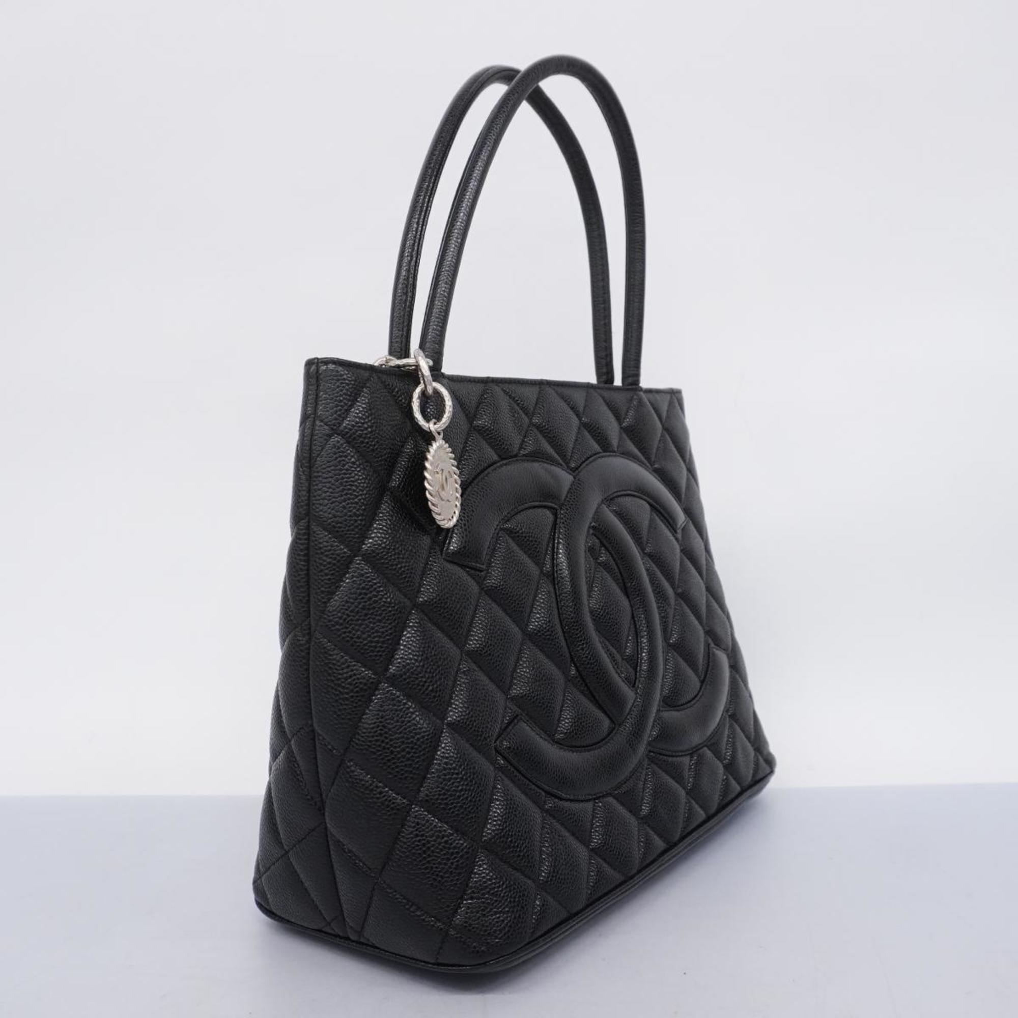 Chanel Tote Bag Reproduction Caviar Skin Black Women's