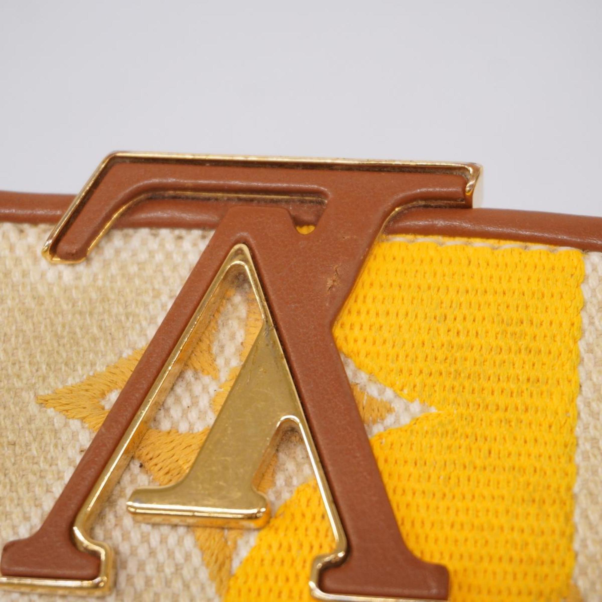 Louis Vuitton Long Wallet Monogram Stripe Portefeuille Capucines M80416 Jaune Ladies