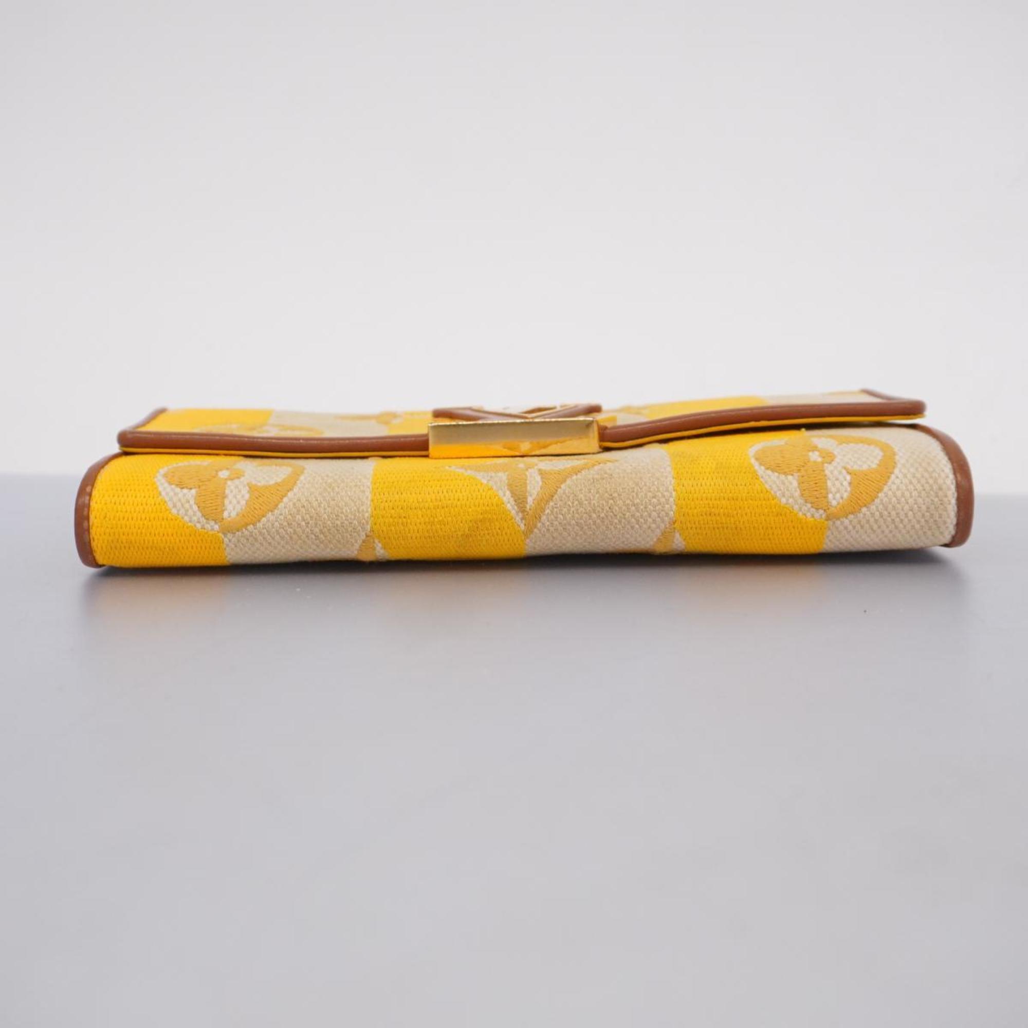 Louis Vuitton Long Wallet Monogram Stripe Portefeuille Capucines M80416 Jaune Ladies