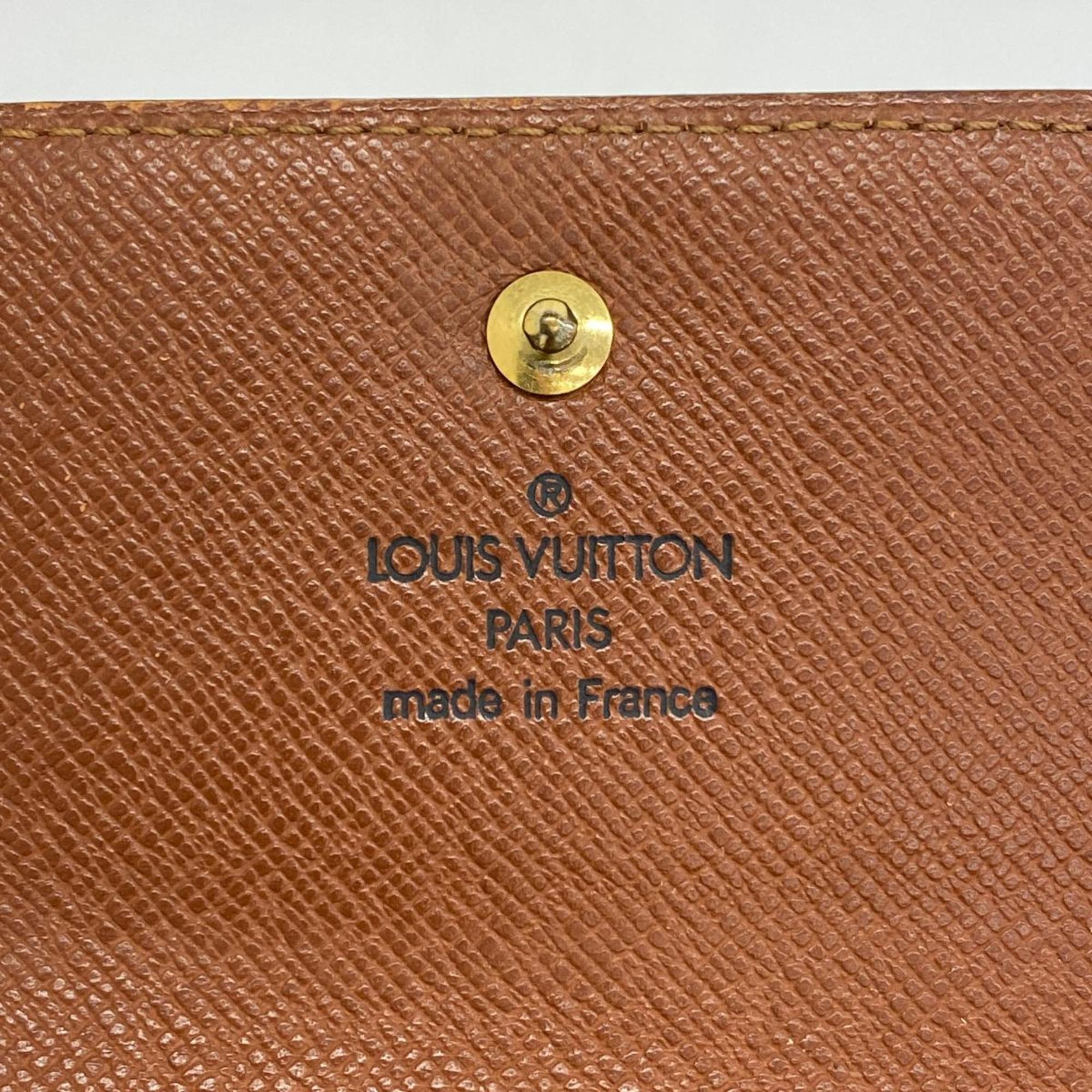 Louis Vuitton Tri-fold Wallet Monogram Porte Monnaie Billet Credit M61652 Brown Men's Women's