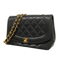 Chanel Shoulder Bag Matelasse Diana Chain Lambskin Black Women's