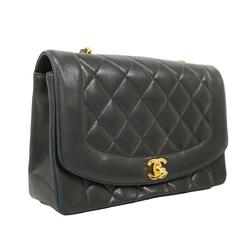 Chanel Shoulder Bag Matelasse Diana Chain Lambskin Black Women's