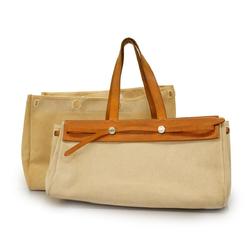 Hermes Tote Bag Airbag Cabas MM G Stamp Toile H Natural Women's