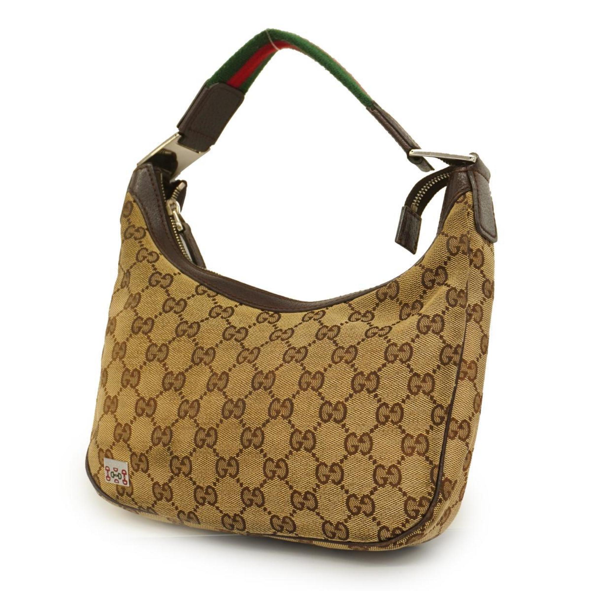 Gucci Handbag GG Canvas Sherry Line 145811 Brown Beige Women's