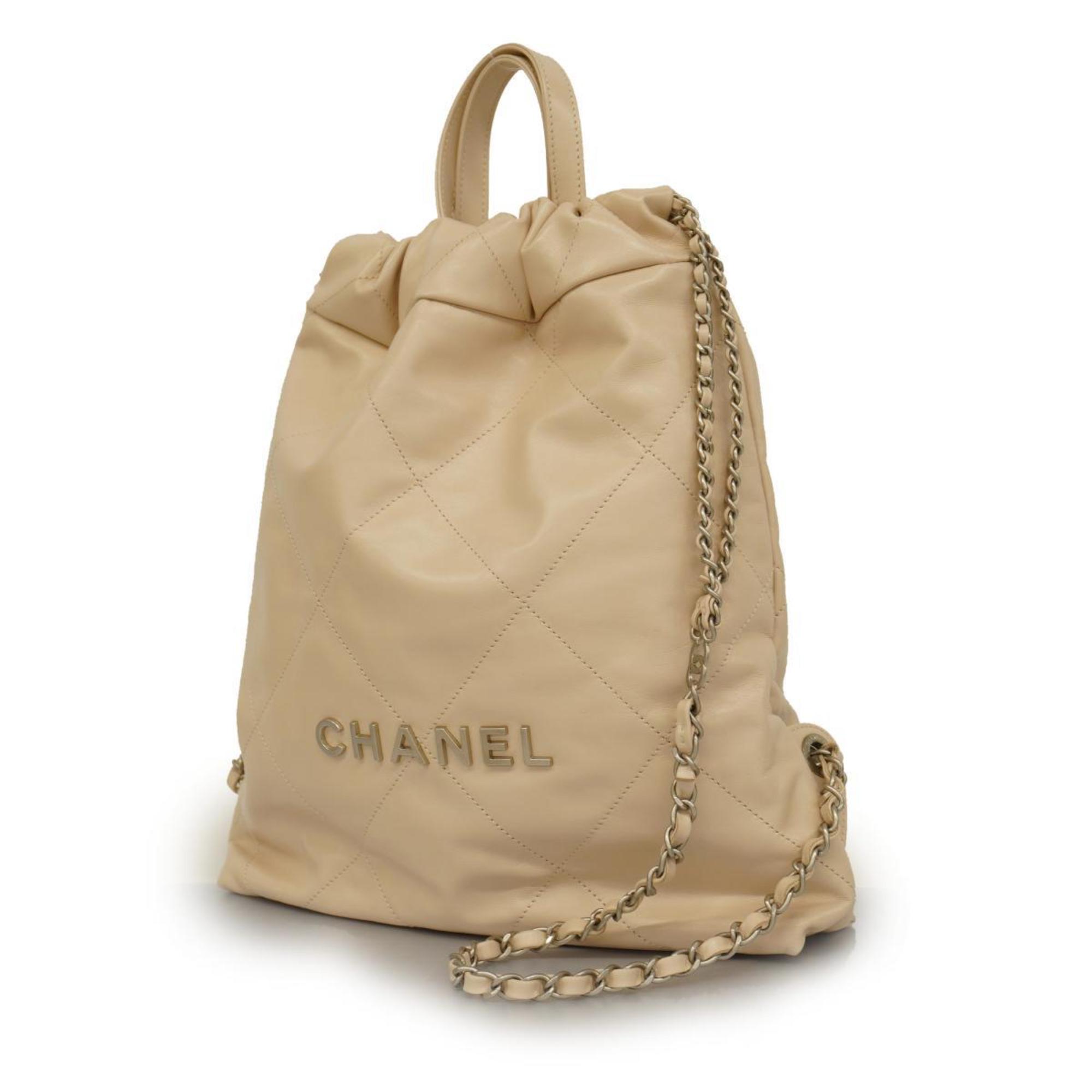 Chanel Backpack Matelasse 22 Calfskin Ivory Women's