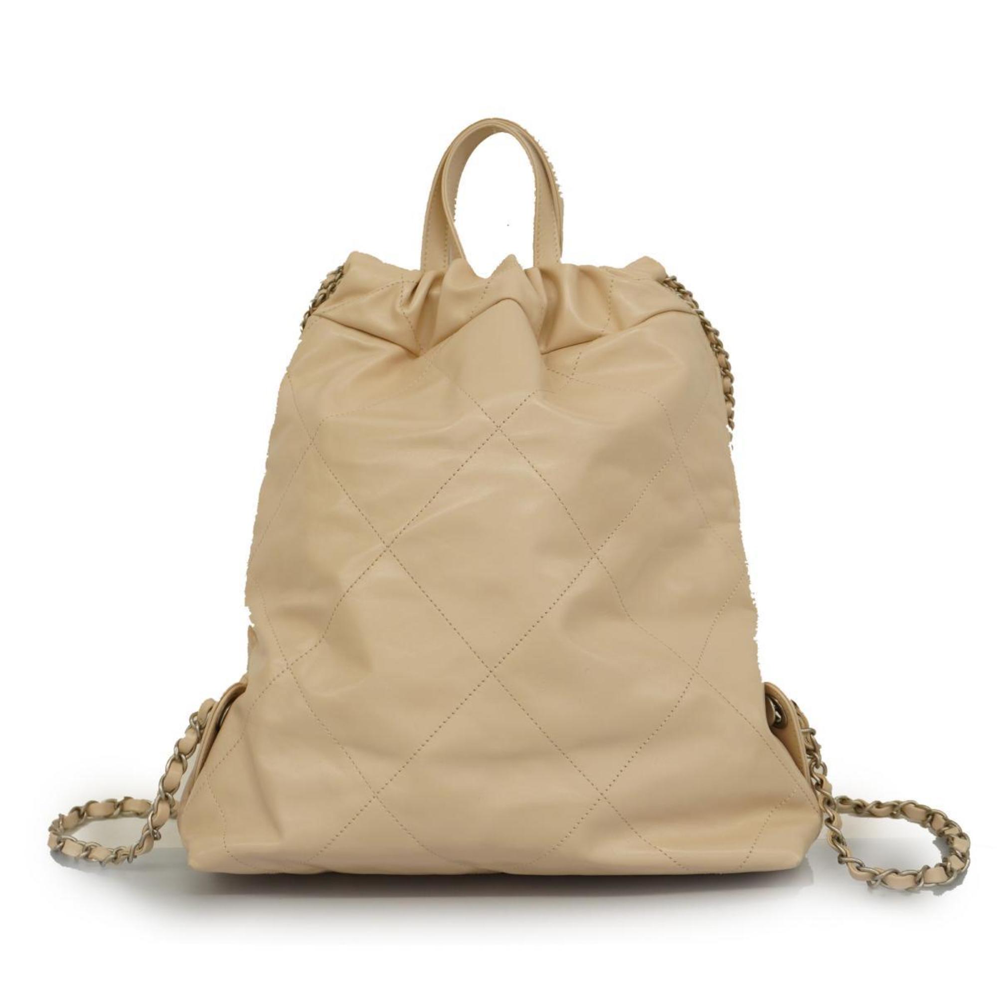 Chanel Backpack Matelasse 22 Calfskin Ivory Women's