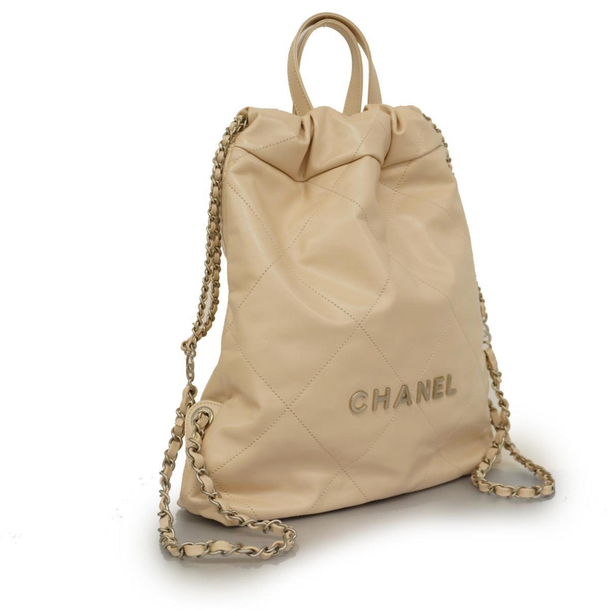 Chanel Backpack Matelasse 22 Calfskin Ivory Women's