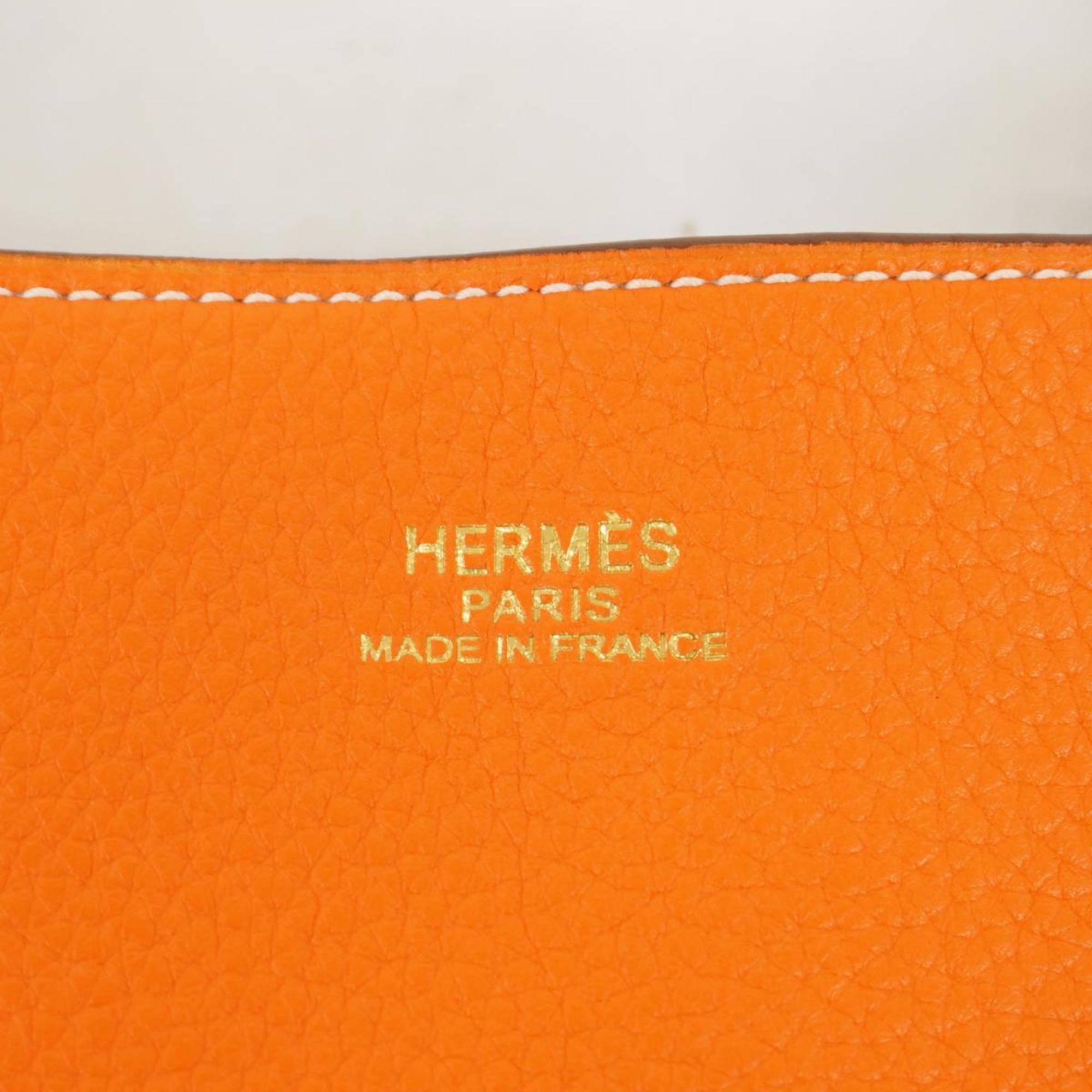 Hermes Tote Bag Drabble Sense 36 O Stamped Taurillon Clemence Orange Pearl Grey Women's