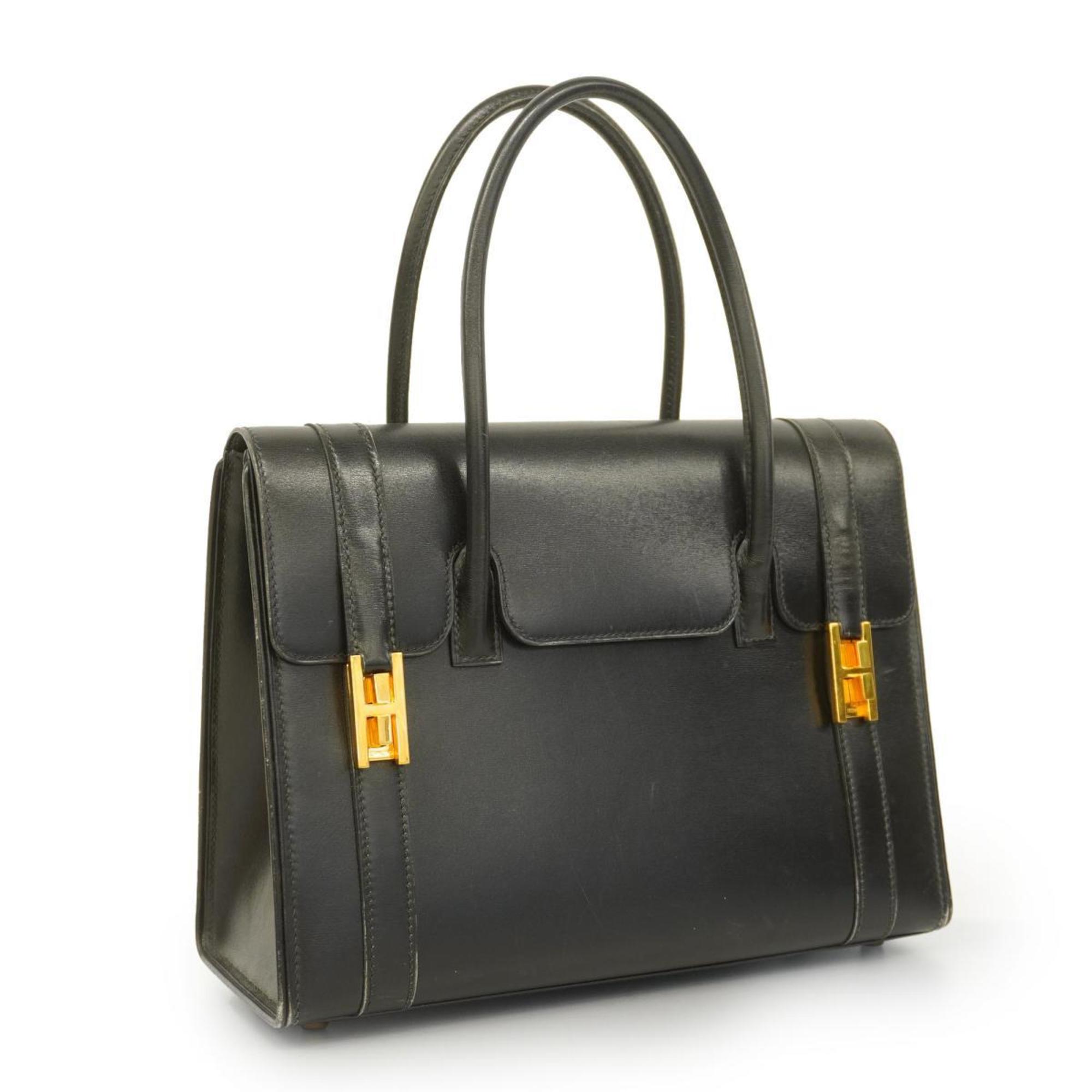 Hermes handbag Drag 27 〇V stamp box calf black ladies