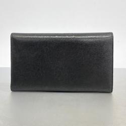 Chanel Tri-fold Long Wallet Leather Black Women's