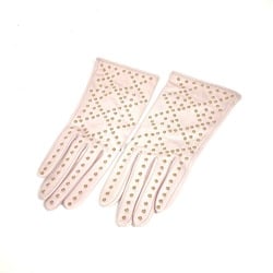 Christian Dior Dior Studded Cannage Gloves Leather Women's Pink