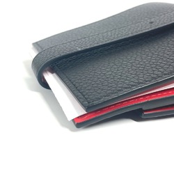 Christian Louboutin Wallet Business Card Holder Pass Case Compact Rubber Sole Belt Bi-fold Holder/Card Leather Men's Black