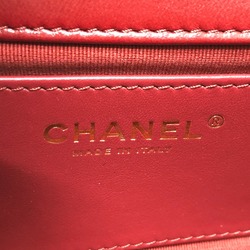 CHANEL Coco Mark Matelasse 3 Chain Shoulder Bag Lambskin Women's Red