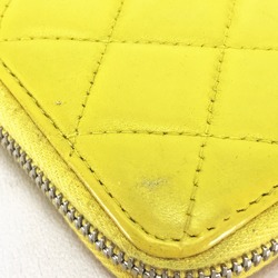 CHANEL Chanel Matelasse Quilting CC Coco Mark Round Long Wallet Lambskin Women's Yellow