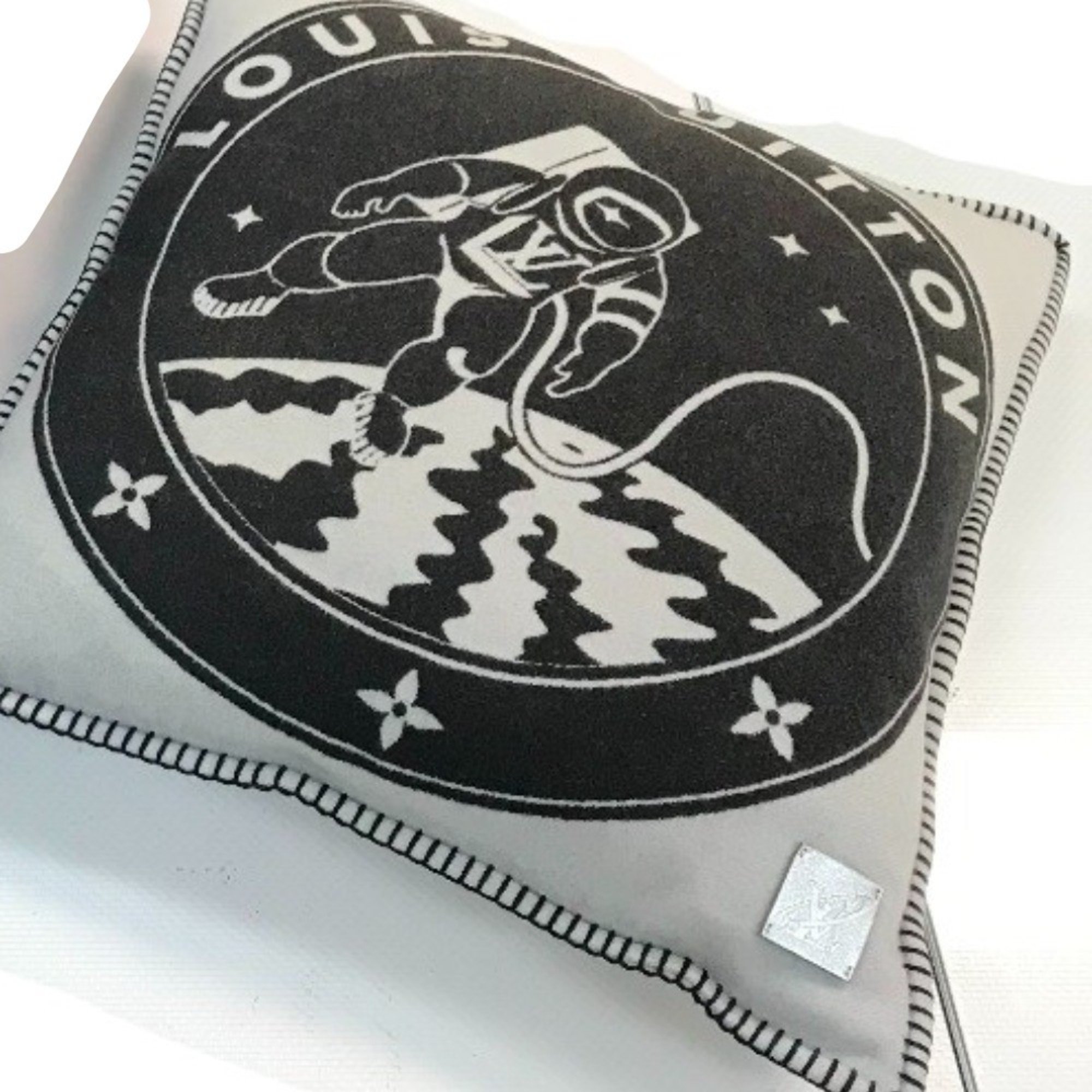 LOUIS VUITTON MP2248 Pillow Cushion LV Satellite Spaceman Wool Cashmere Men's Women's Black