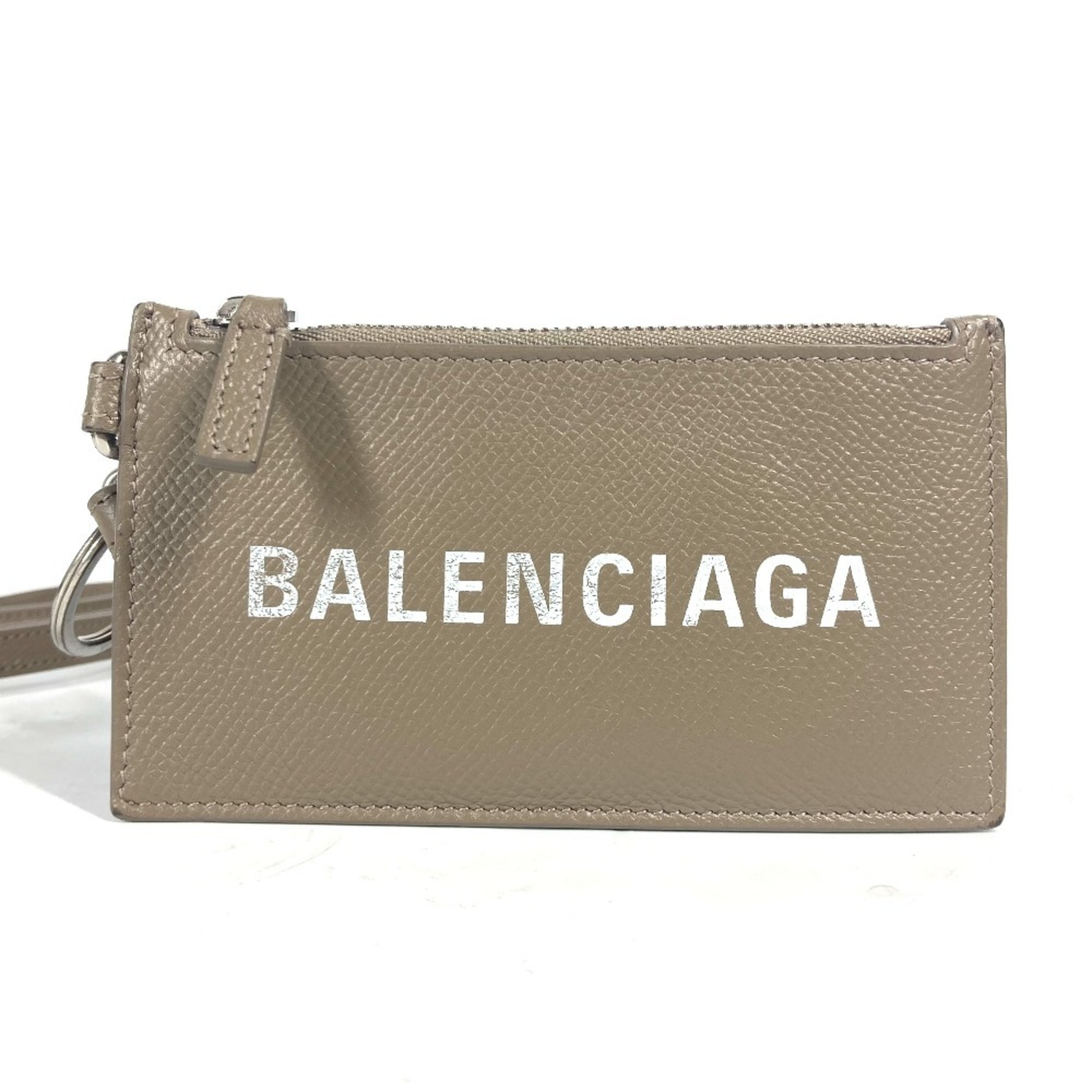 BALENCIAGA 594548 Coin Purse Wallet Fragment Case with Strap Wallet/Coin Leather Men's Women's Beige