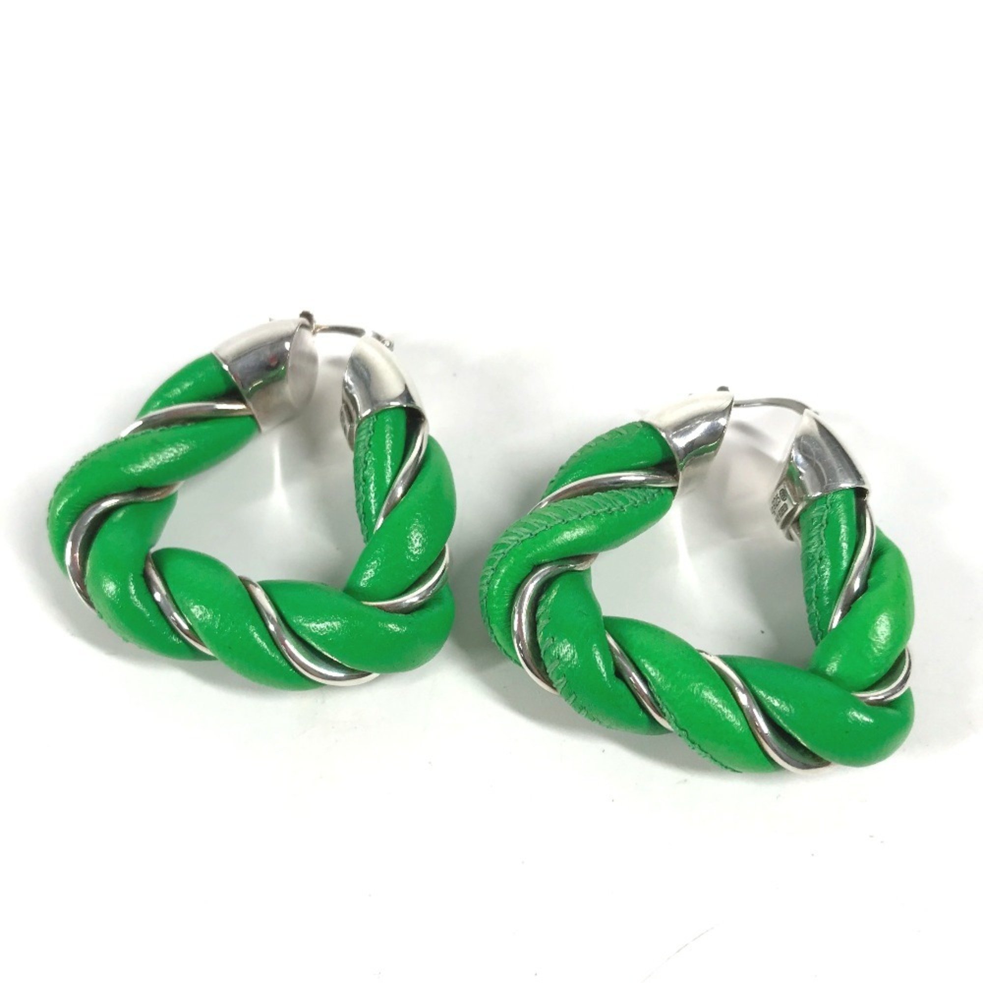 BOTTEGA VENETA Paraquito Triangle Earrings Leather Women's Green