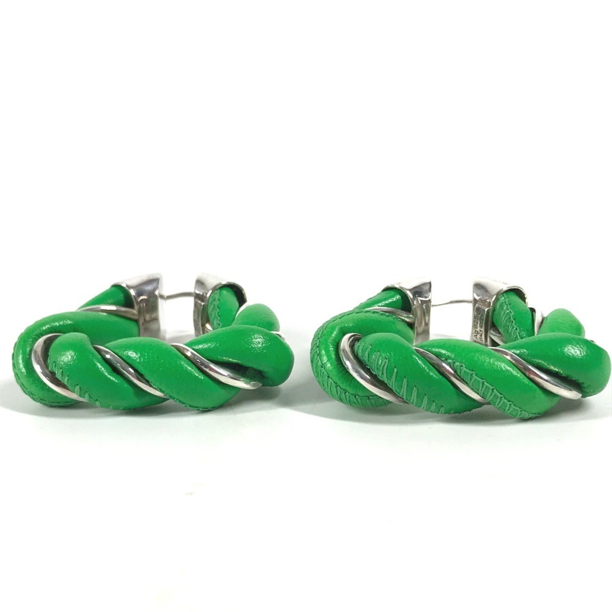 BOTTEGA VENETA Paraquito Triangle Earrings Leather Women's Green