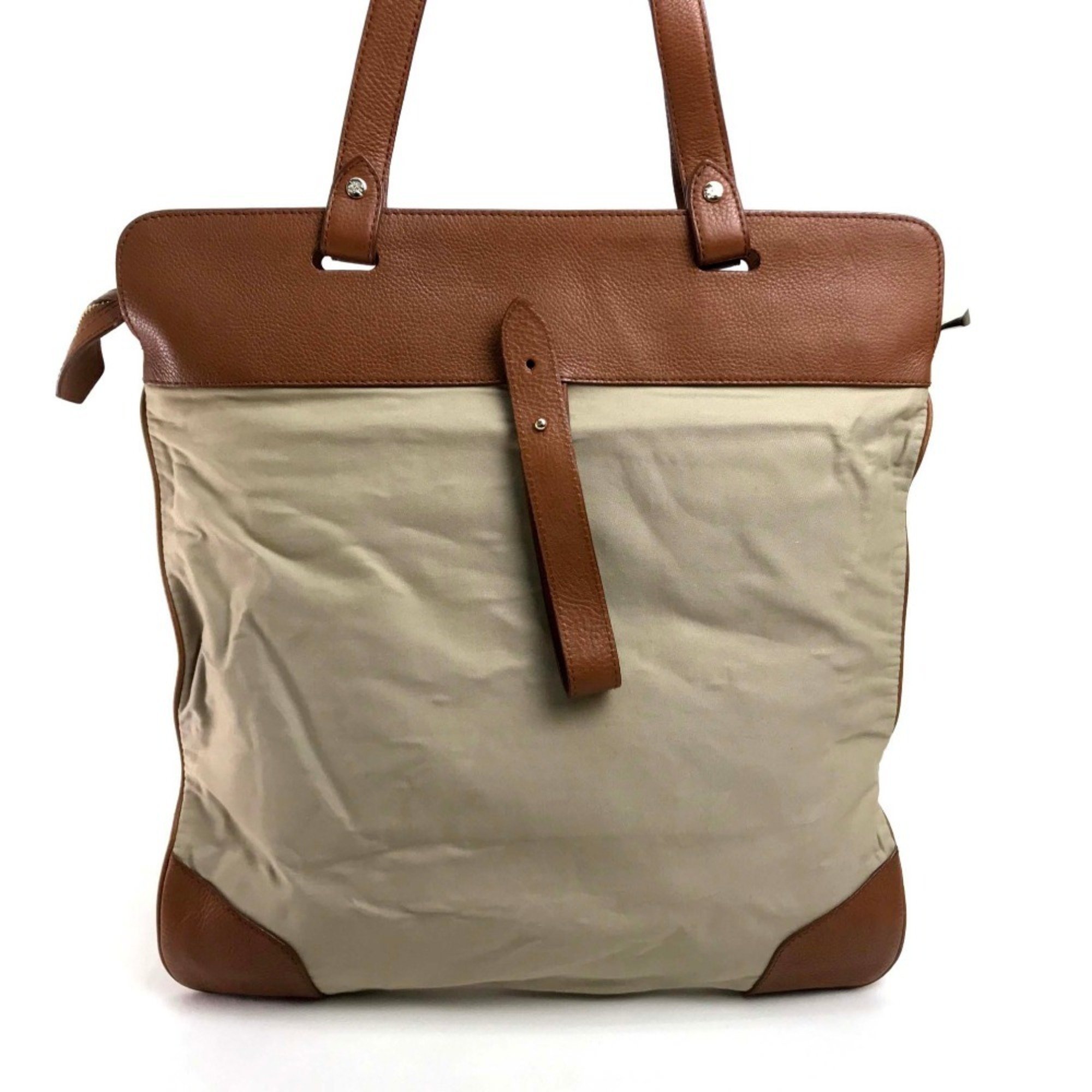 BURBERRY Shoulder Tote Bag Canvas Leather Beige Men's Women's