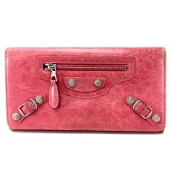 BALENCIAGA 233599 Long Wallet with Giant Money Pocket, Bi-fold Wallet, Sheepskin, Pink, Women's