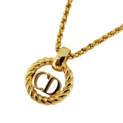 Christian Dior Necklace CD Circle GP Plated Gold Women's