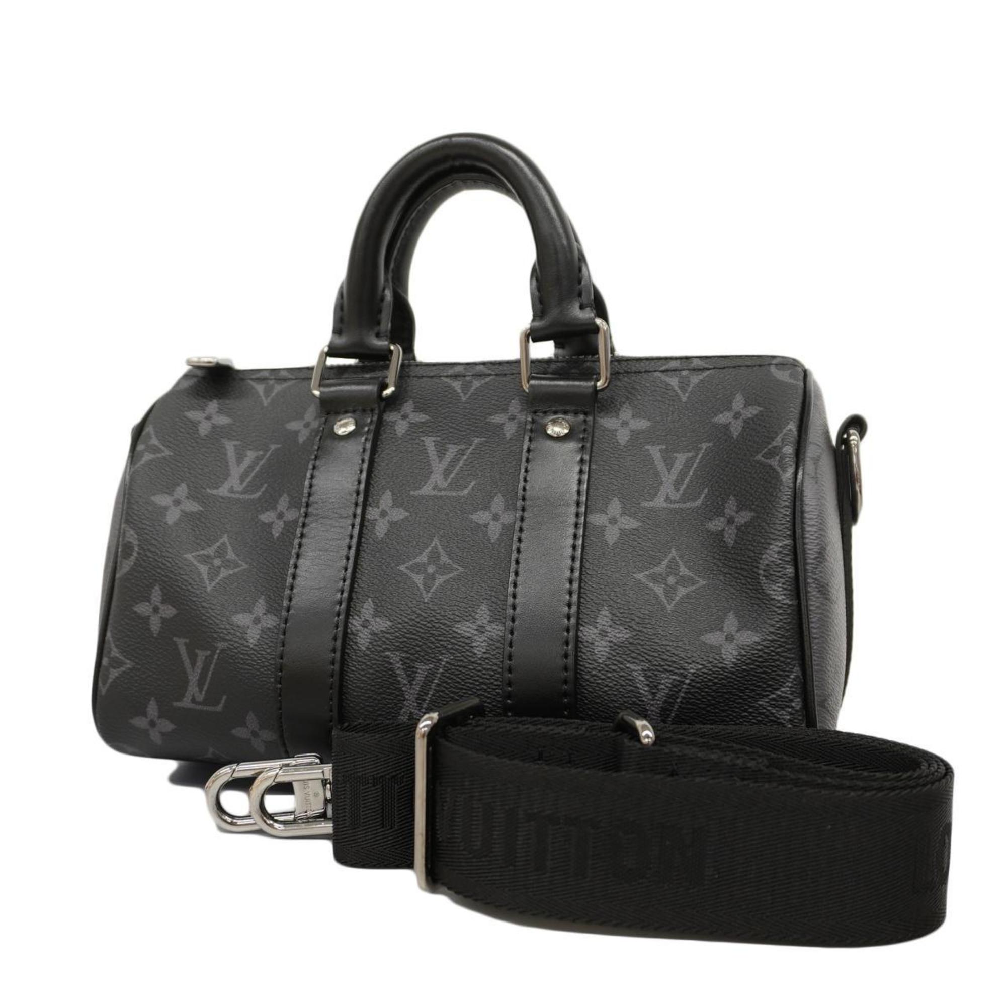 Louis Vuitton Shoulder Bag Monogram Eclipse Keepall Bandouliere 25 M46271 Black Women's