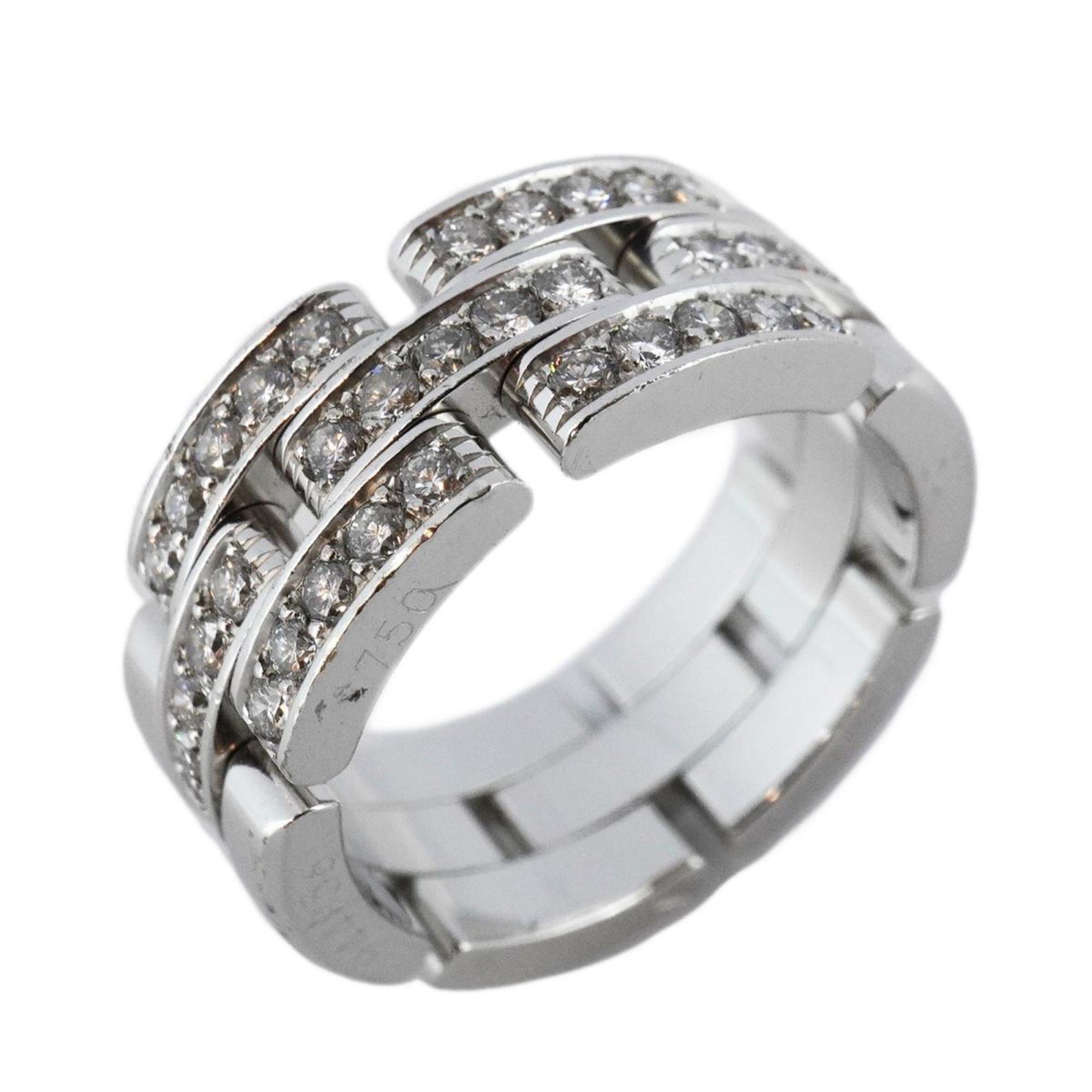 Cartier Ring, Maillon Panthere, Diamond, K18WG, White Gold, Men's, Women's