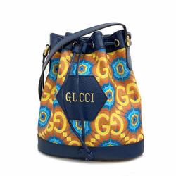 Gucci Shoulder Bag GG Kaleidoscope 676682 Leather Navy Yellow Women's