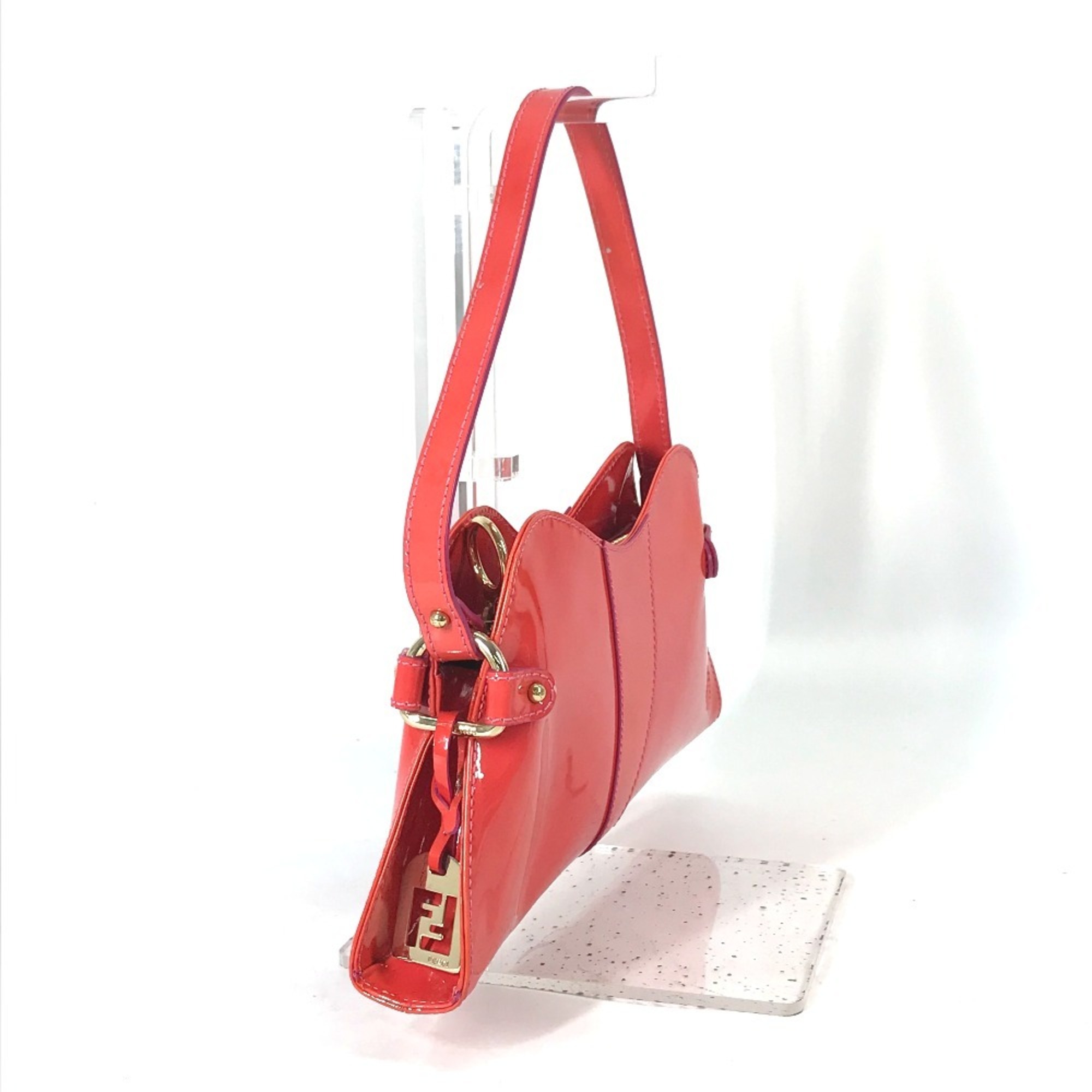 FENDI Bicolor Shoulder Bag Handbag Enamel Women's Pink