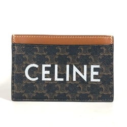 CELINE Triomphe Business Card Holder, Pass Case, Canvas, Women's, Brown