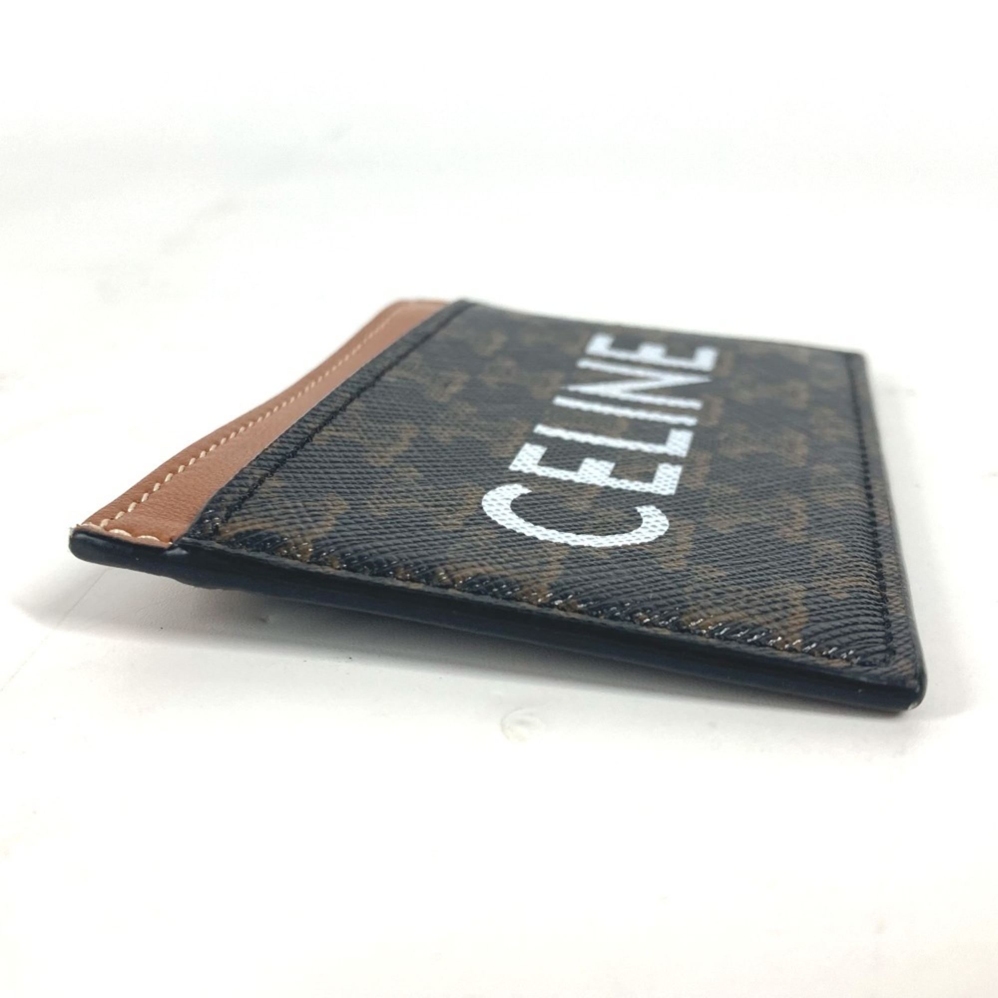 CELINE Triomphe Business Card Holder, Pass Case, Canvas, Women's, Brown