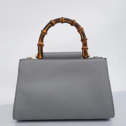 Gucci Handbag Sherry Line Bamboo 470271 Leather Grey Women's