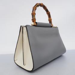 Gucci Handbag Sherry Line Bamboo 470271 Leather Grey Women's