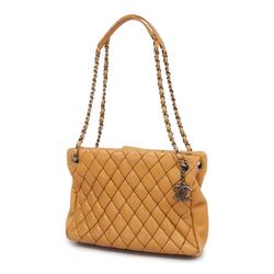 Chanel Shoulder Bag Matelasse Chain Lambskin Light Brown Women's