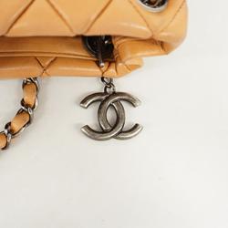 Chanel Shoulder Bag Matelasse Chain Lambskin Light Brown Women's