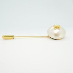 Chanel Brooch Coco Mark Circle Fake Pearl GP Plated Gold Women's