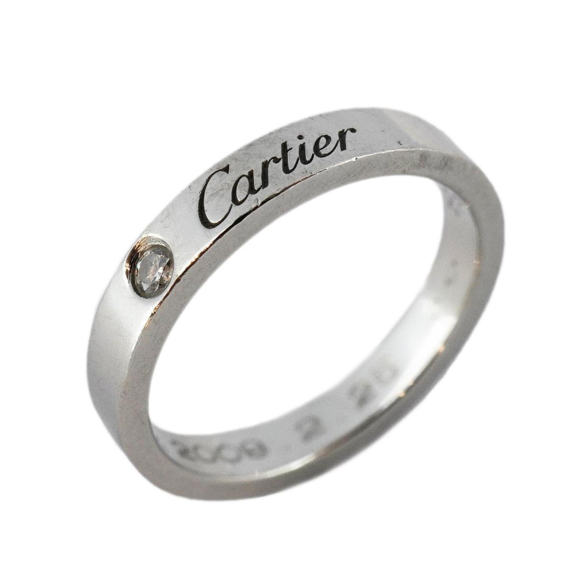 Cartier Ring Engraved 1PD Diamond Pt950 Platinum Ladies