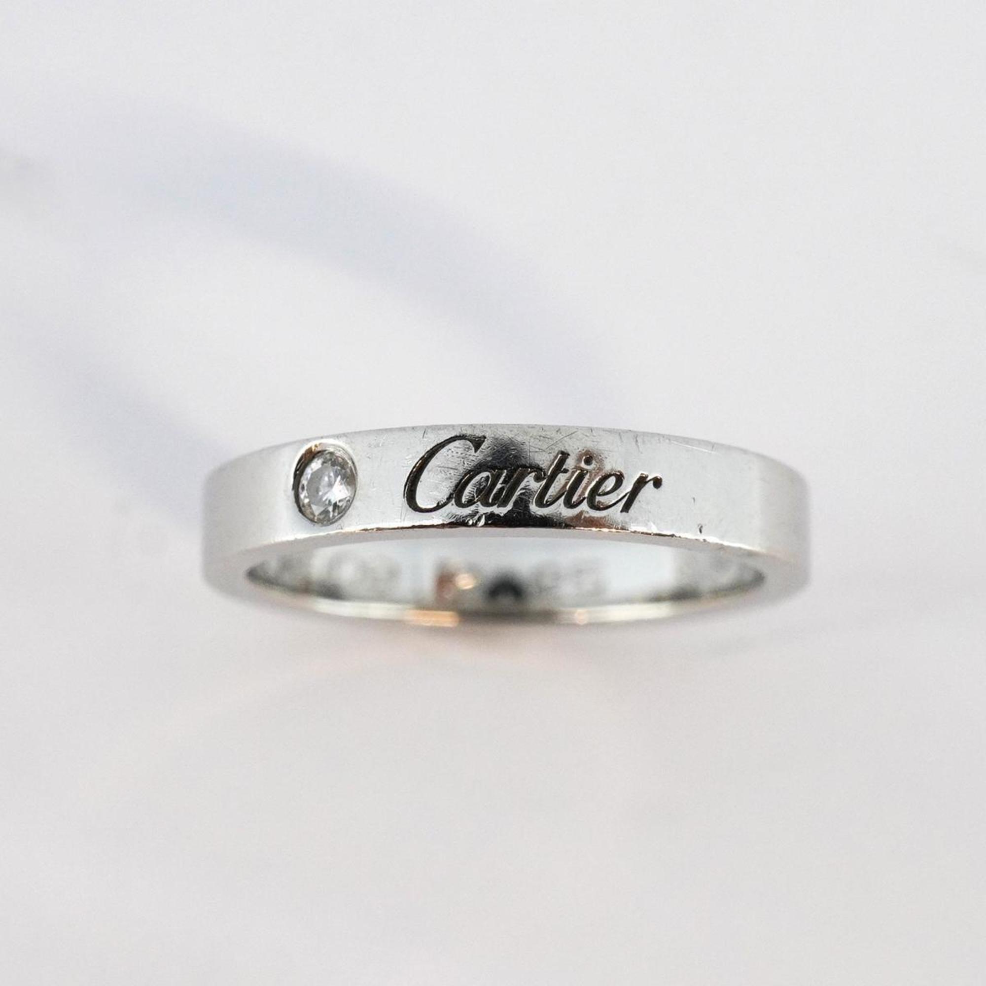 Cartier Ring Engraved 1PD Diamond Pt950 Platinum Ladies