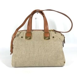 FENDI 8BL114 Chameleon Bag Shoulder Handbag Leather Canvas Women's Beige