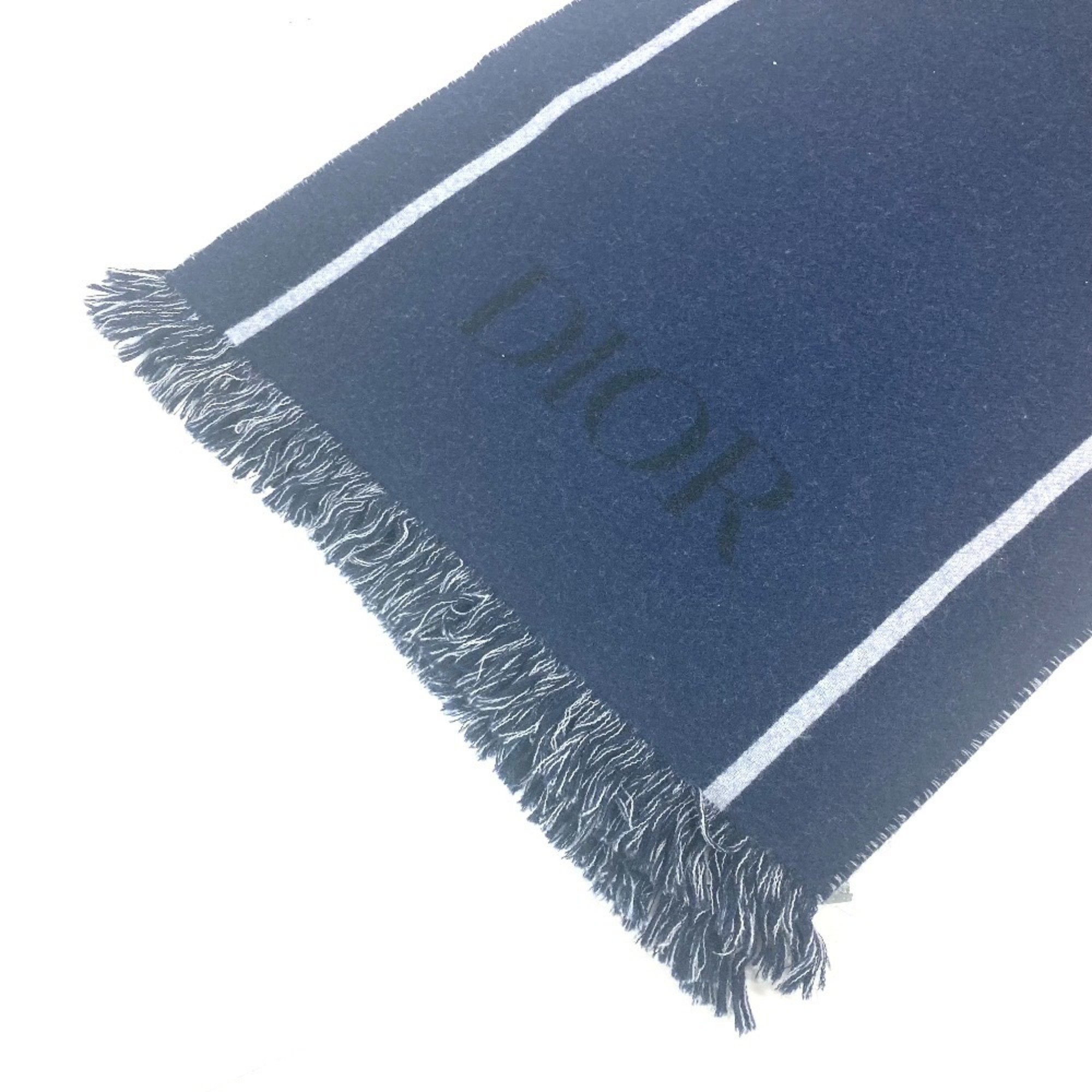 Christian Dior Dior 21E0007A0612 Bicolor Atelier Scarf Wool Men's Navy