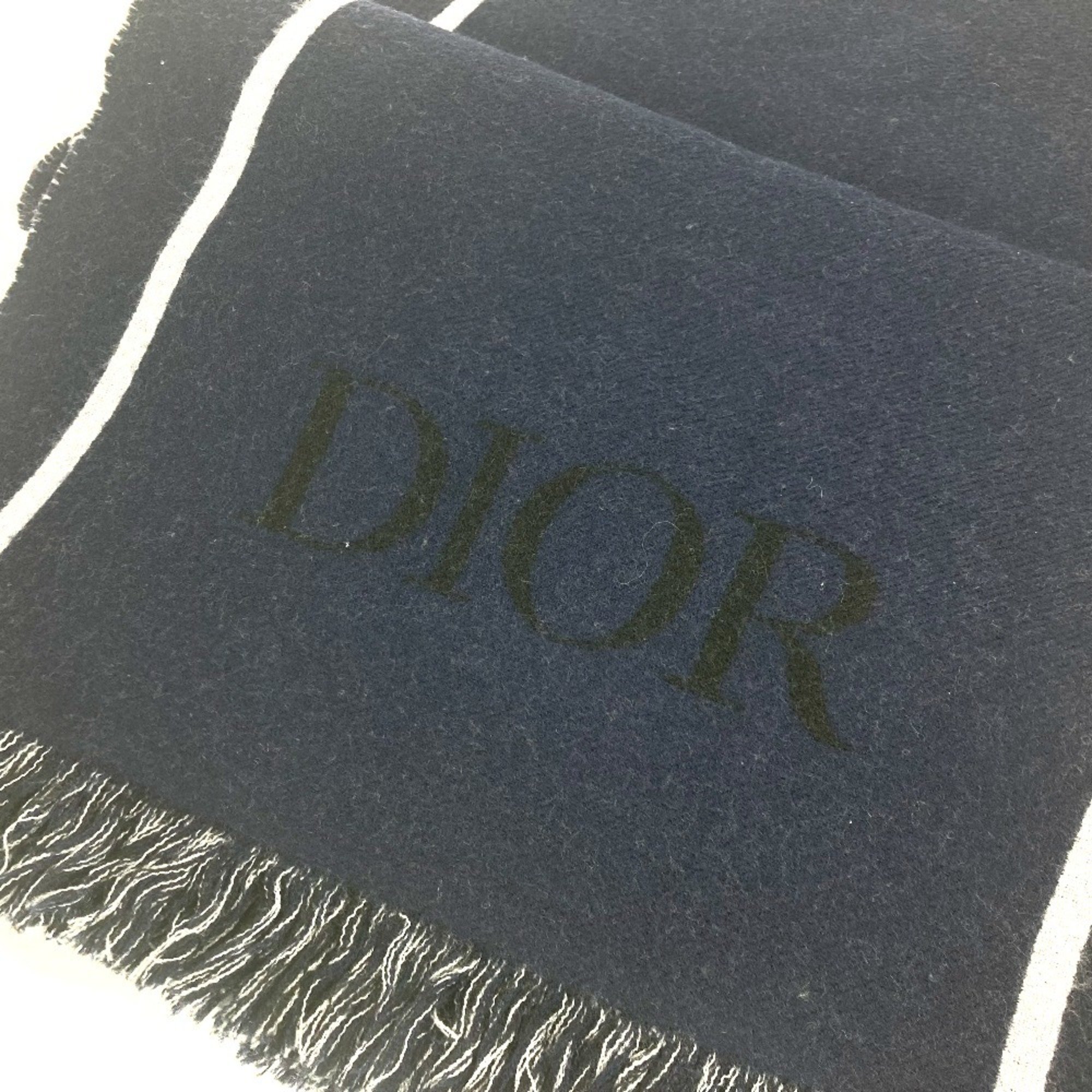 Christian Dior Dior 21E0007A0612 Bicolor Atelier Scarf Wool Men's Navy