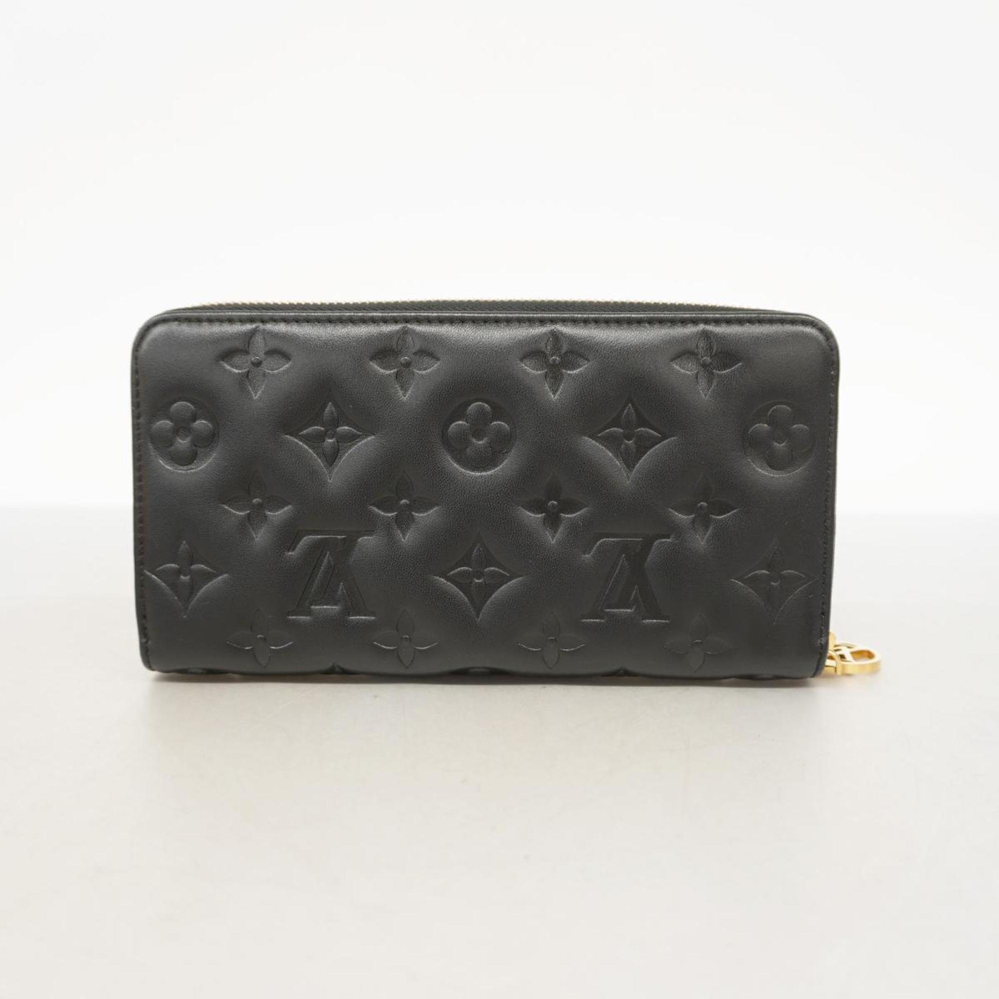 Louis Vuitton Long Wallet Monogram Embossed Zippy M81510 Noir Ladies