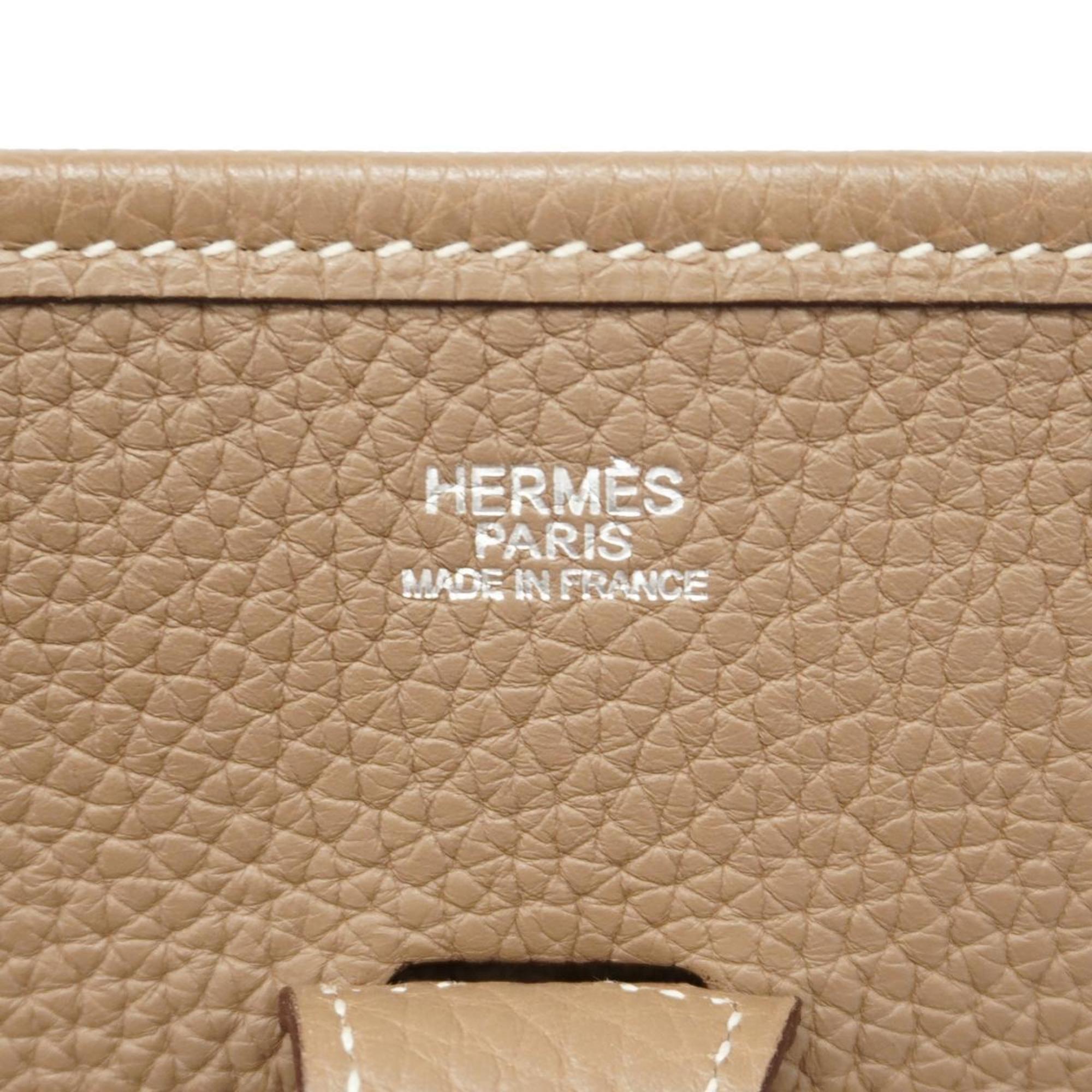 Hermes Shoulder Bag Evelyn 2PM □I Engraved Taurillon Clemence Etoupe Women's