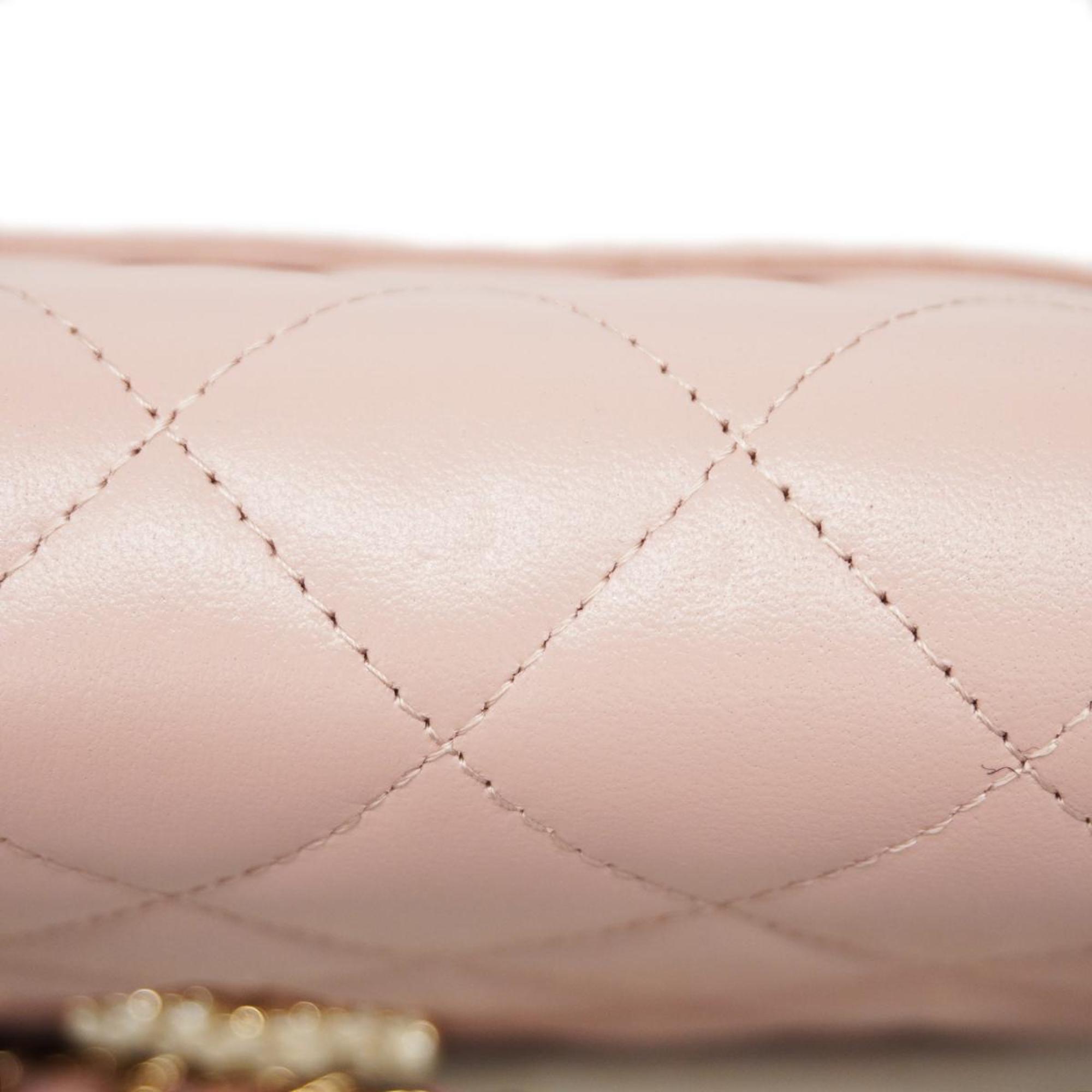 Chanel Shoulder Wallet Matelasse Chain Lambskin Pink Women's